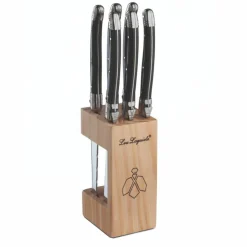 Grillknivar i träblock, antracit