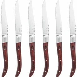 Grillknivar 6-pack, rött pakkaträ