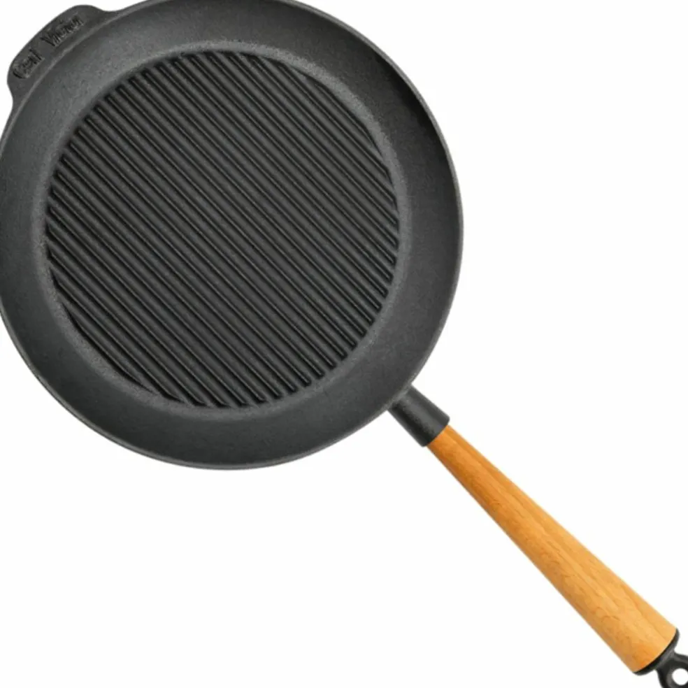 Grillpanna gjutjärn 28 cm, stålhandtag