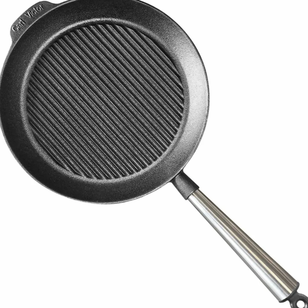 Grillpanna gjutjärn 28 cm, stålhandtag