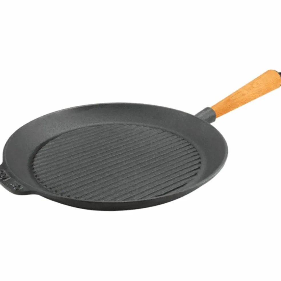 Grillpanna gjutjärn 28 cm, stålhandtag