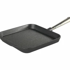 Grillpanna Gjutjärn Fyrkantig 25cm x25cm Stålhandtag