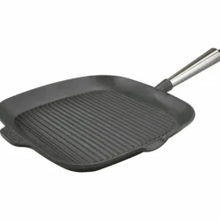 Grillpanna i gjutjärn 28x28 cm, handtag i bokträ