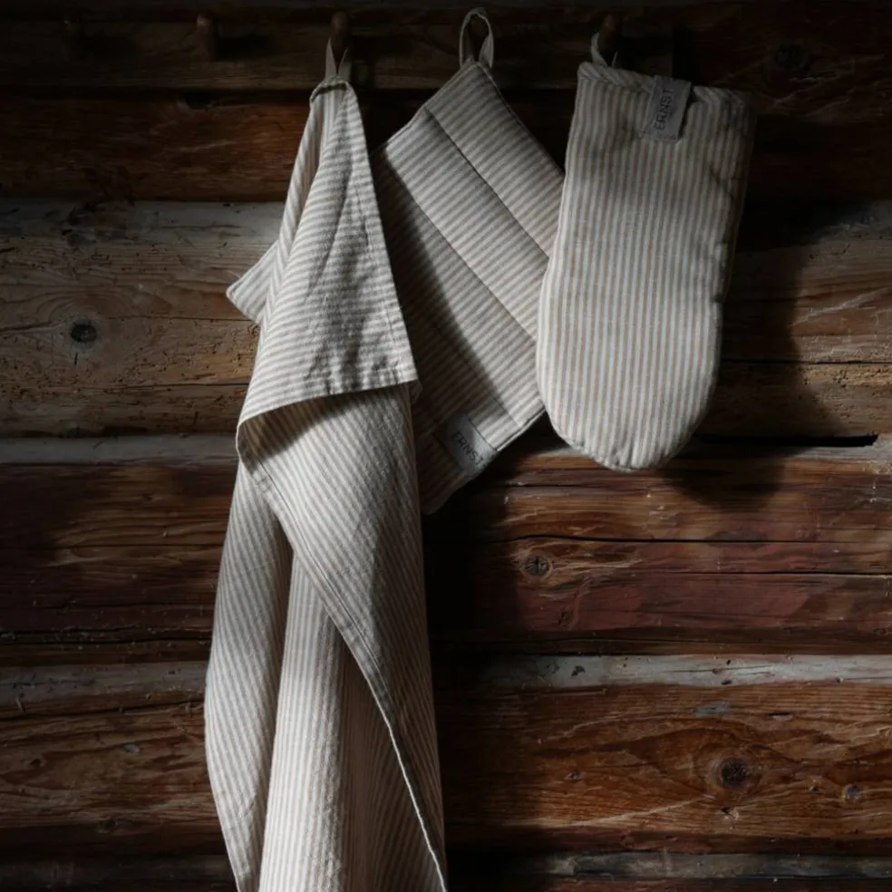 Grillvante randig, kola/beige