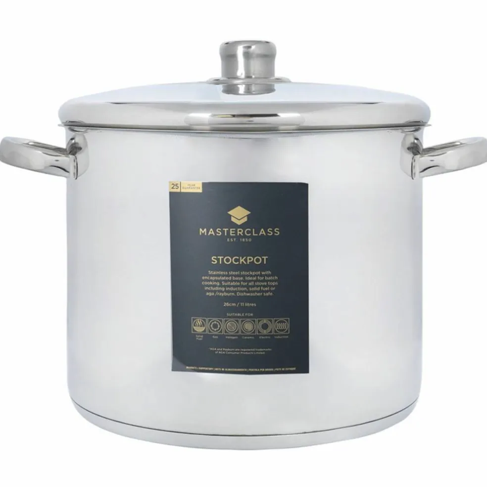 Gryta med lock 11 liter, rostfritt stål