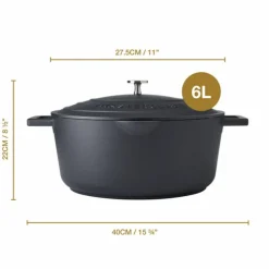 Gryta oval 6 liter, mattsvart