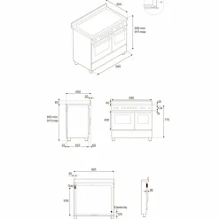 HER105I2EAVT2 Heritage induktionsspis 100 cm med 5 zoner och 2 ugnar, elfenbensvit