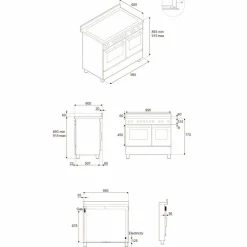 HER105I2EAVT2 Heritage induktionsspis 100 cm med 5 zoner och 2 ugnar, elfenbensvit