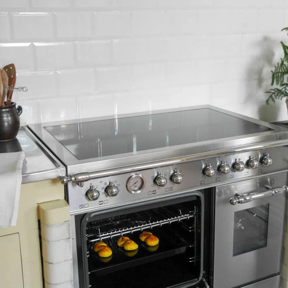 HER95I2EXT2 Heritage induktionsspis 90 cm med 5 zoner och 2 ugnar, rostfritt stål