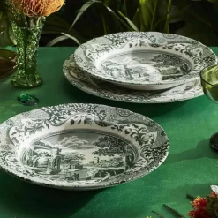 Heritage Green Italian djup tallrik 23 cm, grön/vit