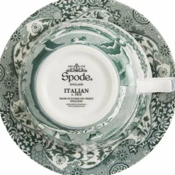 Heritage Green Italian frukostkopp + fat 28 cl, grön/vit