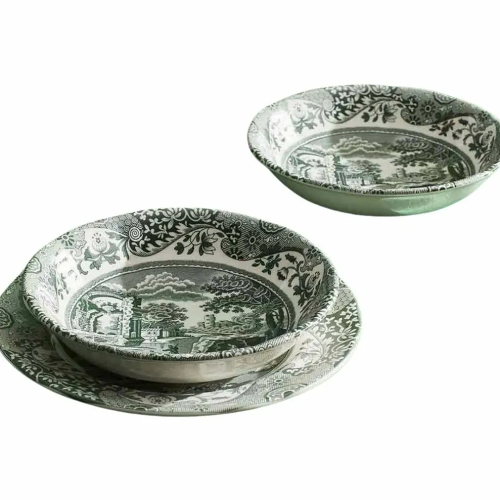 Heritage Green Italian skål 15 cm, grön/vit