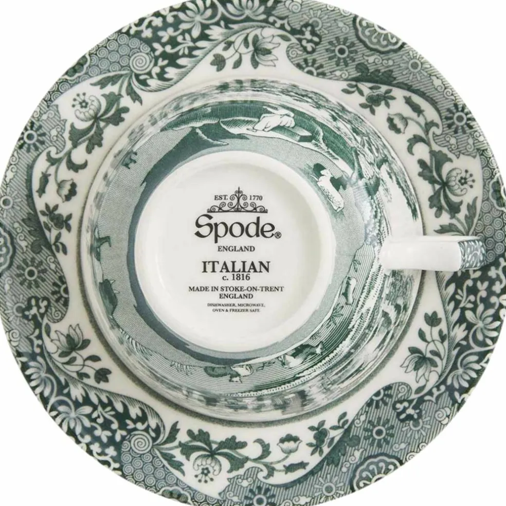Heritage Green Italian tekopp + fat 20 cl, grön/vit