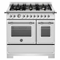 HER96L2EXT2 Heritage gasspis 90 cm med 6 brännare och 2 ugnar, rostfritt stål
