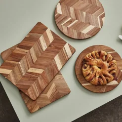 Herringbone rektangulär skärbräda, 38 x 28 x 2 cm, akaciaträ