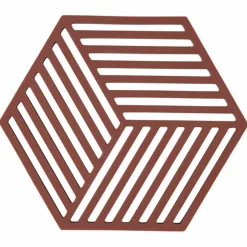 Hexagon grytunderlägg 16 cm, burgundy