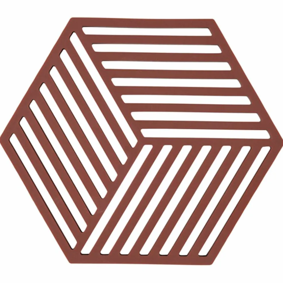Hexagon grytunderlägg 16 cm, burgundy