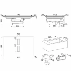 HOBD382N2 induktionshäll 83 cm med integrerad fläkt