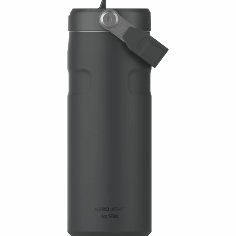 IceFlow Flip Straw vattenflaska 0,47 liter, svart