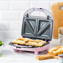 3-in-1 smörgåsgrill/våffeljärn, pink