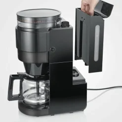 Kaffebryggare med kvarn & glaskanna, dark inox