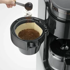 Kaffebryggare med kvarn & glaskanna, dark inox
