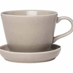 Kaffekopp med fat i porslin 20 cl, sand