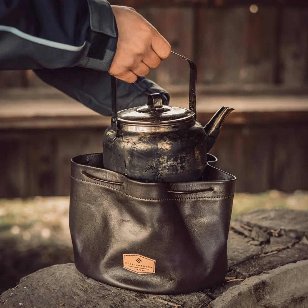 Kaffepannefodral i läder