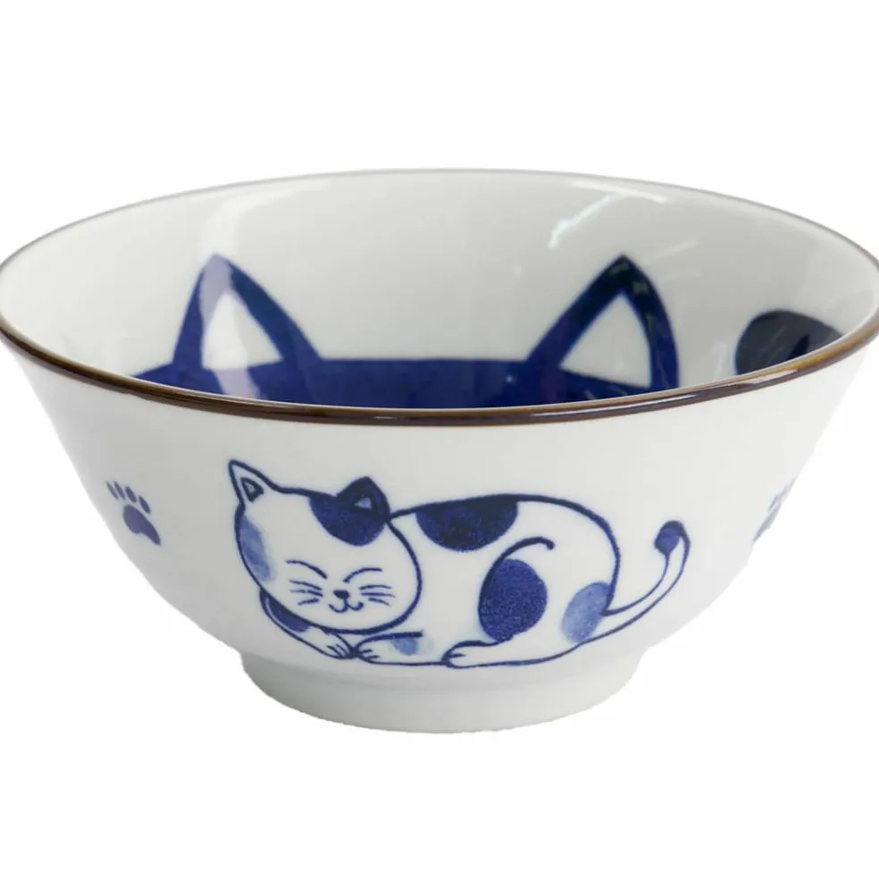 Kawaii Tayo Neko skål 0,5 liter, blå/vit (33415)