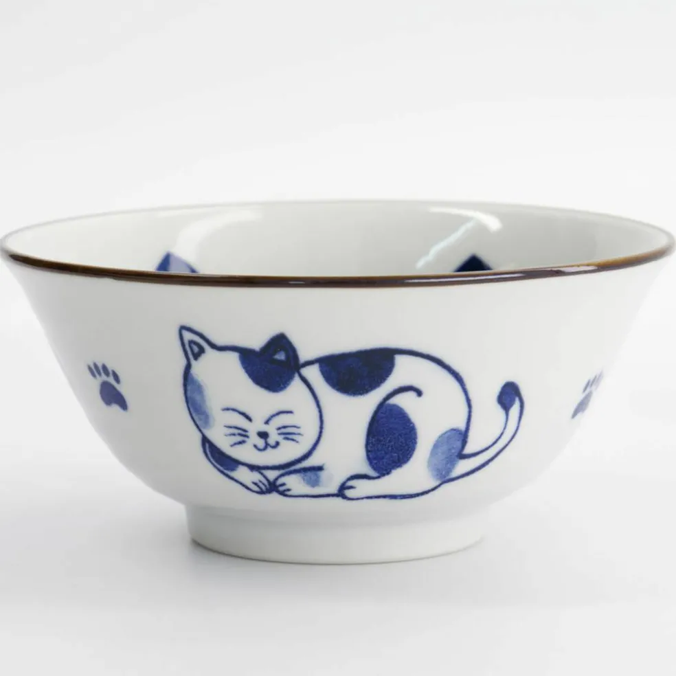 Kawaii Tayo Neko skål 0,5 liter, blå/vit (33415)