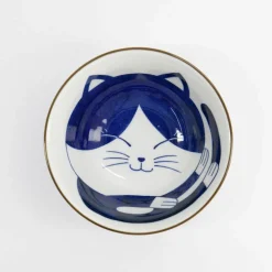 Kawaii Tayo Neko skål 0,5 liter, blå/vit (33415)