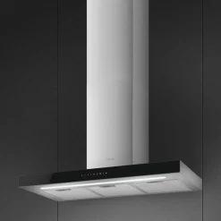KBT9L4VN väggmonterad fläkt 90 cm, rostfritt stål/glas