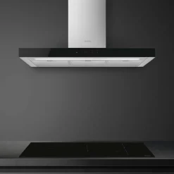 KBT9L4VN väggmonterad fläkt 90 cm, rostfritt stål/glas