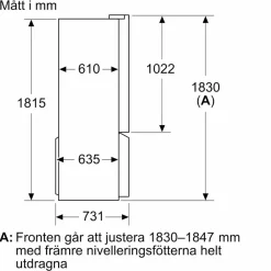 KF96NAXEA iQ300 iQ300 fristående kyl och frys 183x90 cm, svart stål