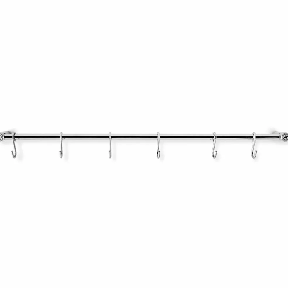 Köksstång med S-krokar 40 cm, rostfritt stål