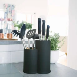 Knivblock borst och redskapsställ svart höjd 22,5 cm