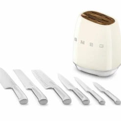Knivblock med knivar (6 st), creme