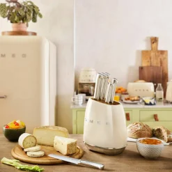Knivblock med knivar (6 st), creme