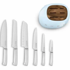 Knivblock med knivar (6 st), creme
