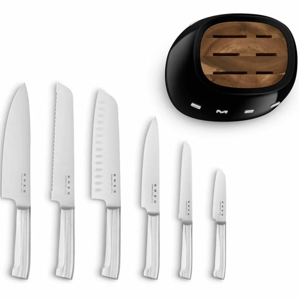 Knivblock med knivar (6 st), pastellblå