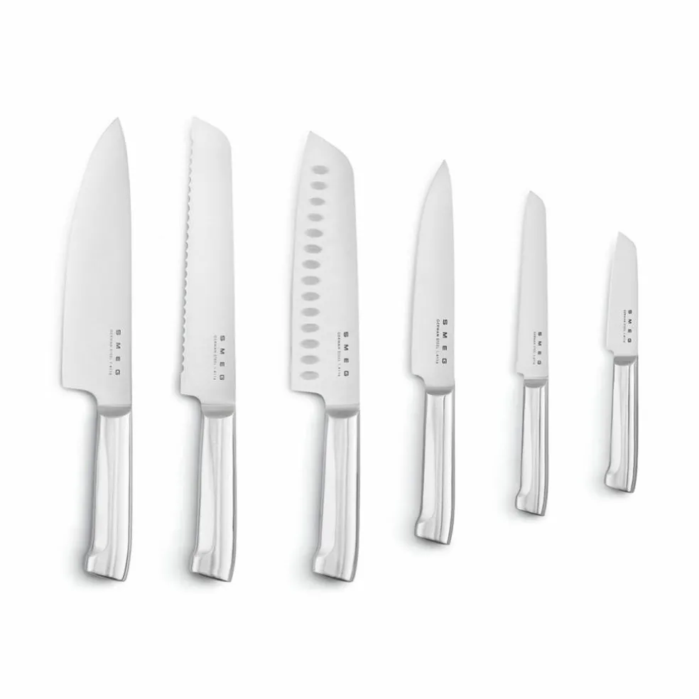 Knivblock med 6 knivar, vit