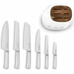 Knivblock med 6 knivar, vit