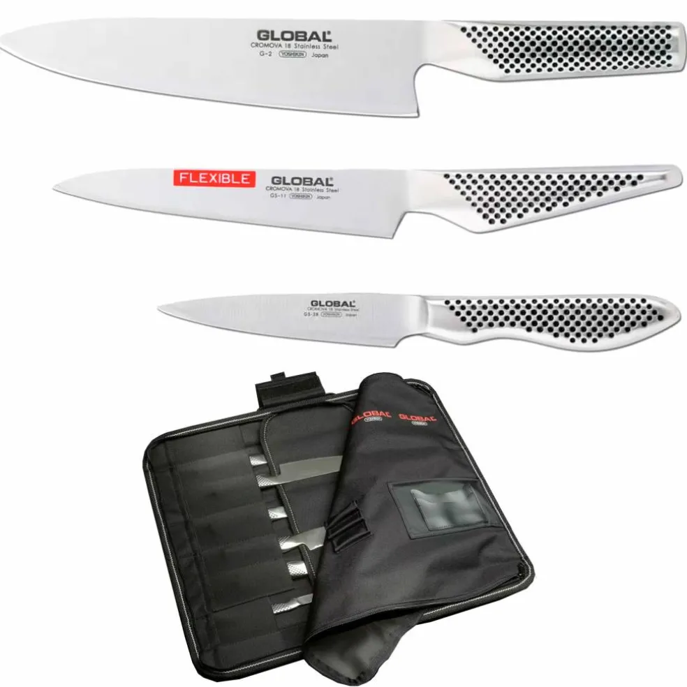 Knivset 3 delar + knivväska för 11 knivar
