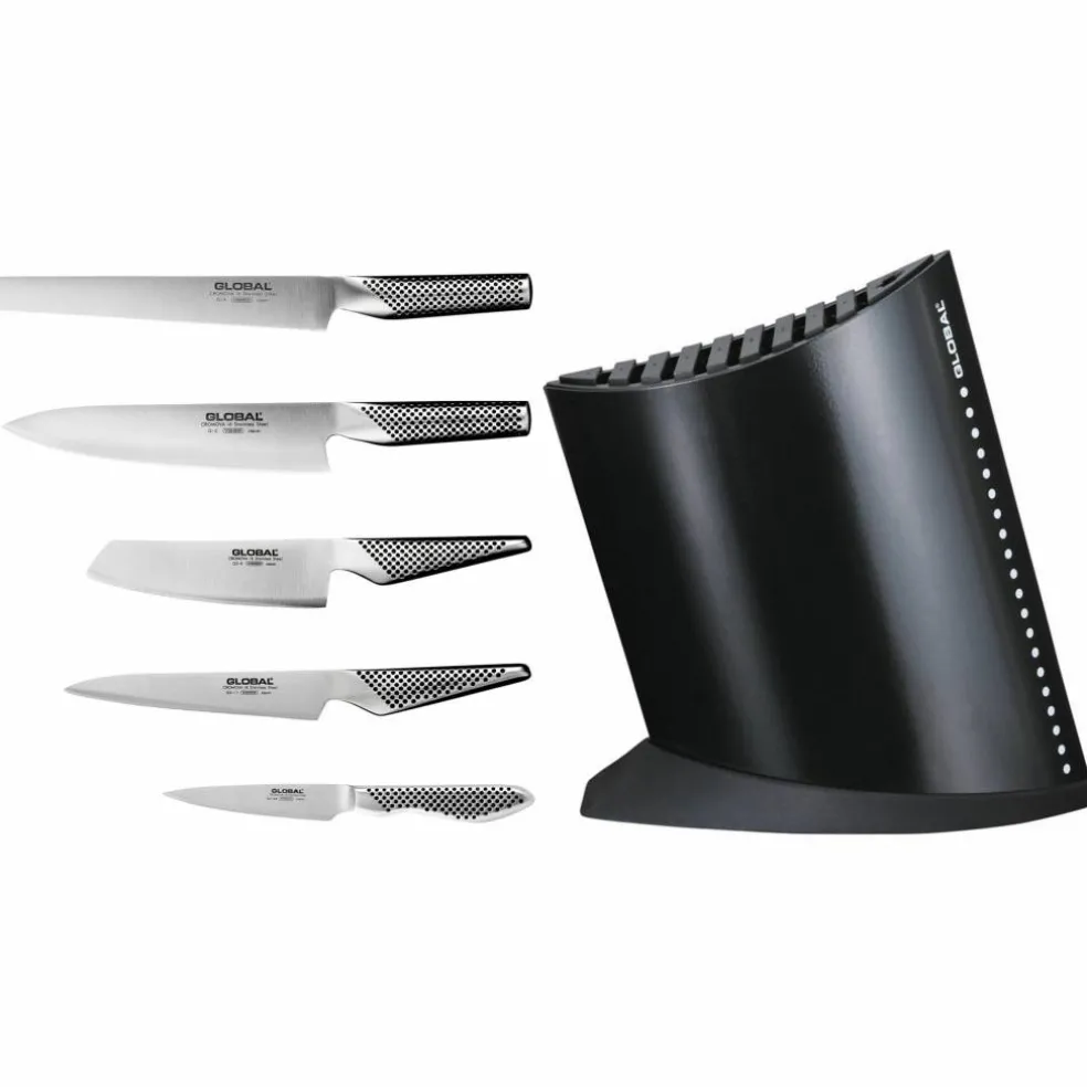 Knivset 5 delar med knivblock Svart