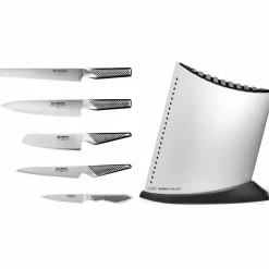 Knivset 5 delar med knivblock Vit