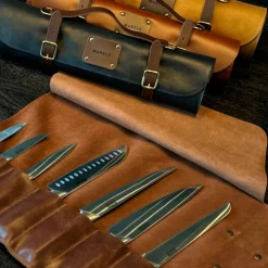 Knivväska med 7 fack, cognac