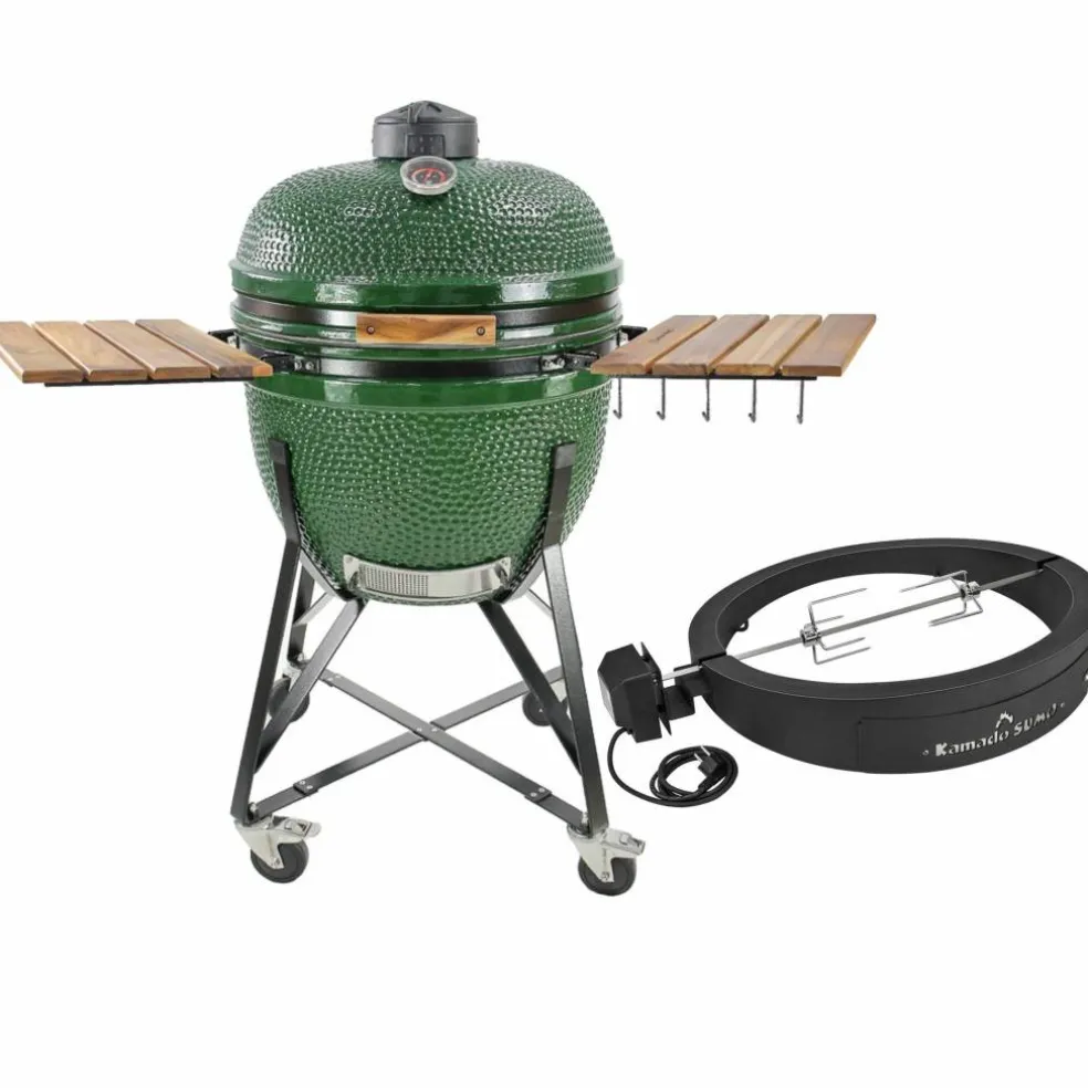 Kolgrill, svart + grillmästarens rotisseri och pizzaugn