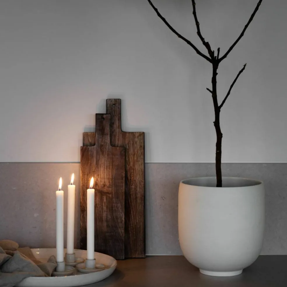 Kruka i stengods 28 cm, naturvit