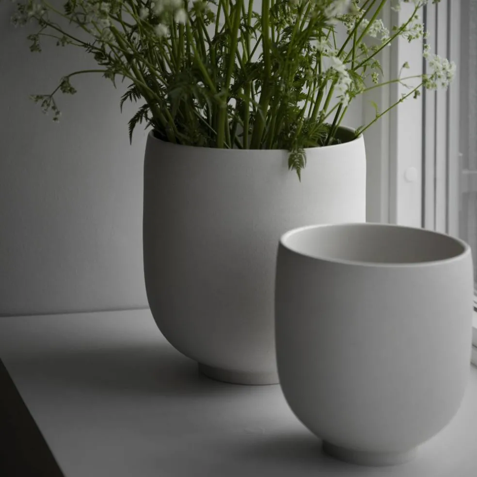 Kruka i stengods 28 cm, naturvit