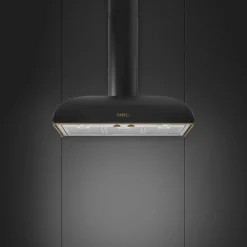 KS89AOE Vägghängd köksfläkt, 90 cm, antracit & mässing